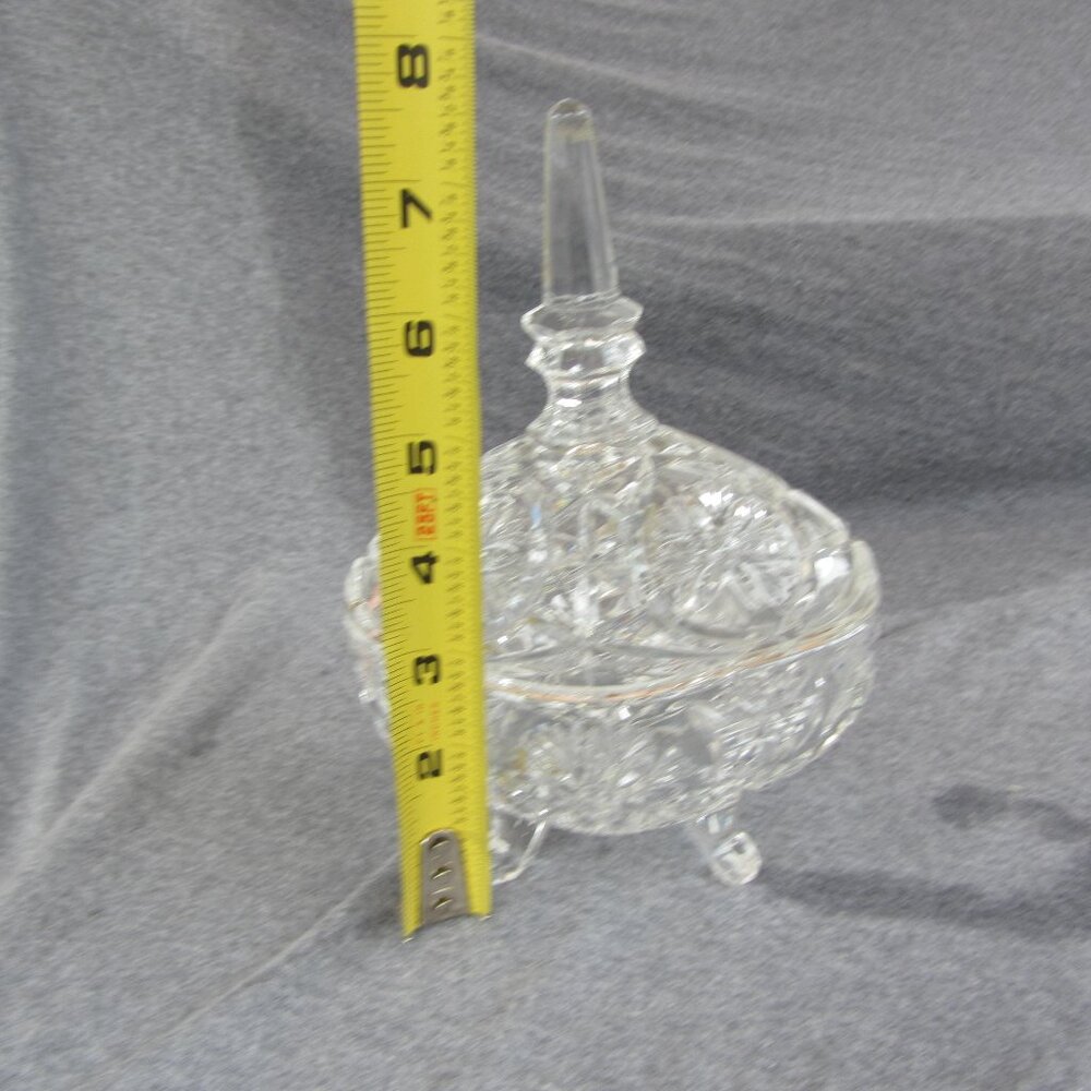 imperlux glass footed candy dish with lid vintage (W2884)